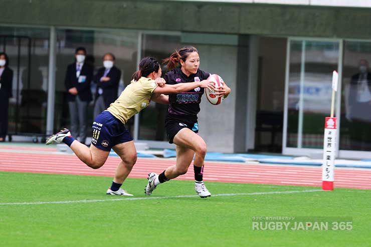 3位決定戦・前半6分、TKM内海春菜子のトライで5-