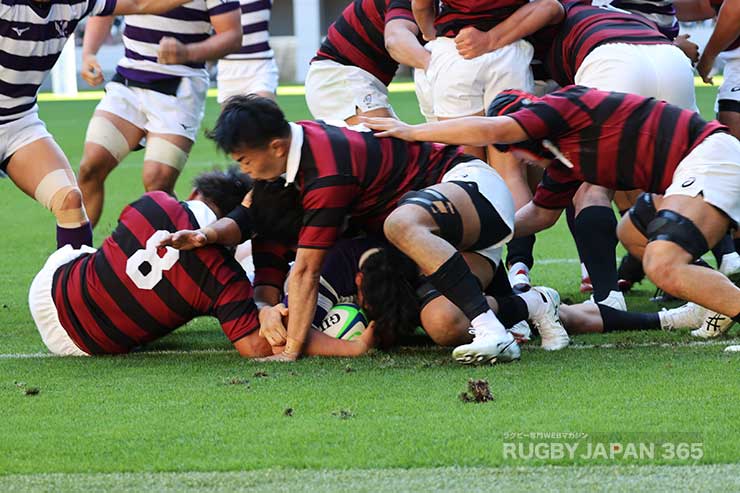 前半18分、明治PR檜山蒼介がトライ