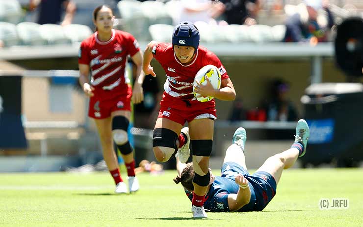 三枝千晃がDFを突破して先制トライ