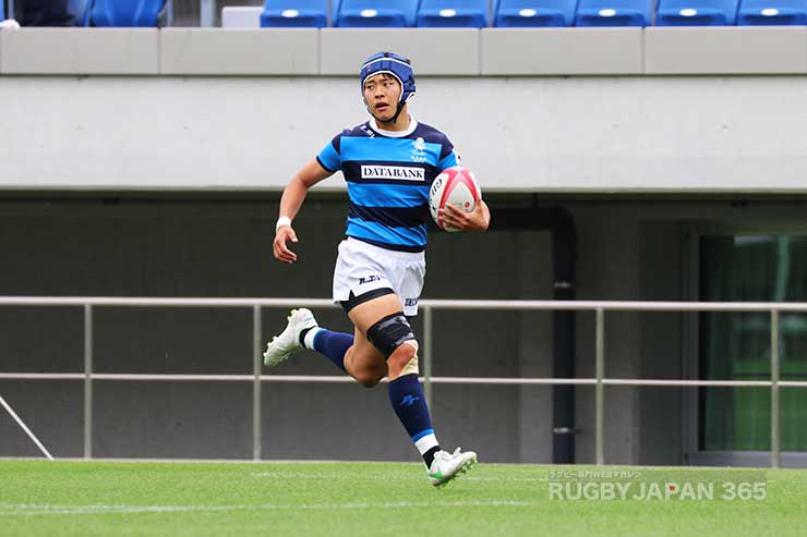 前半5分、日体大は堀川侑愛のトライで14－0