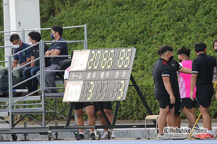86-3、日大の大勝を示すスコアボード