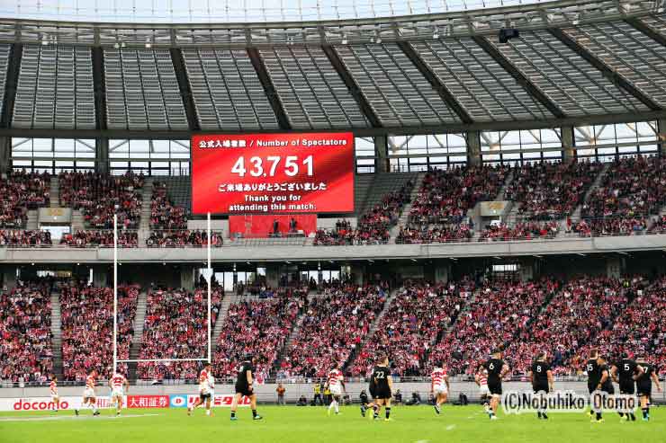 観客数は43751人。実数発表が始まった2004年以降の国内の日本代表試合の最多記録だった